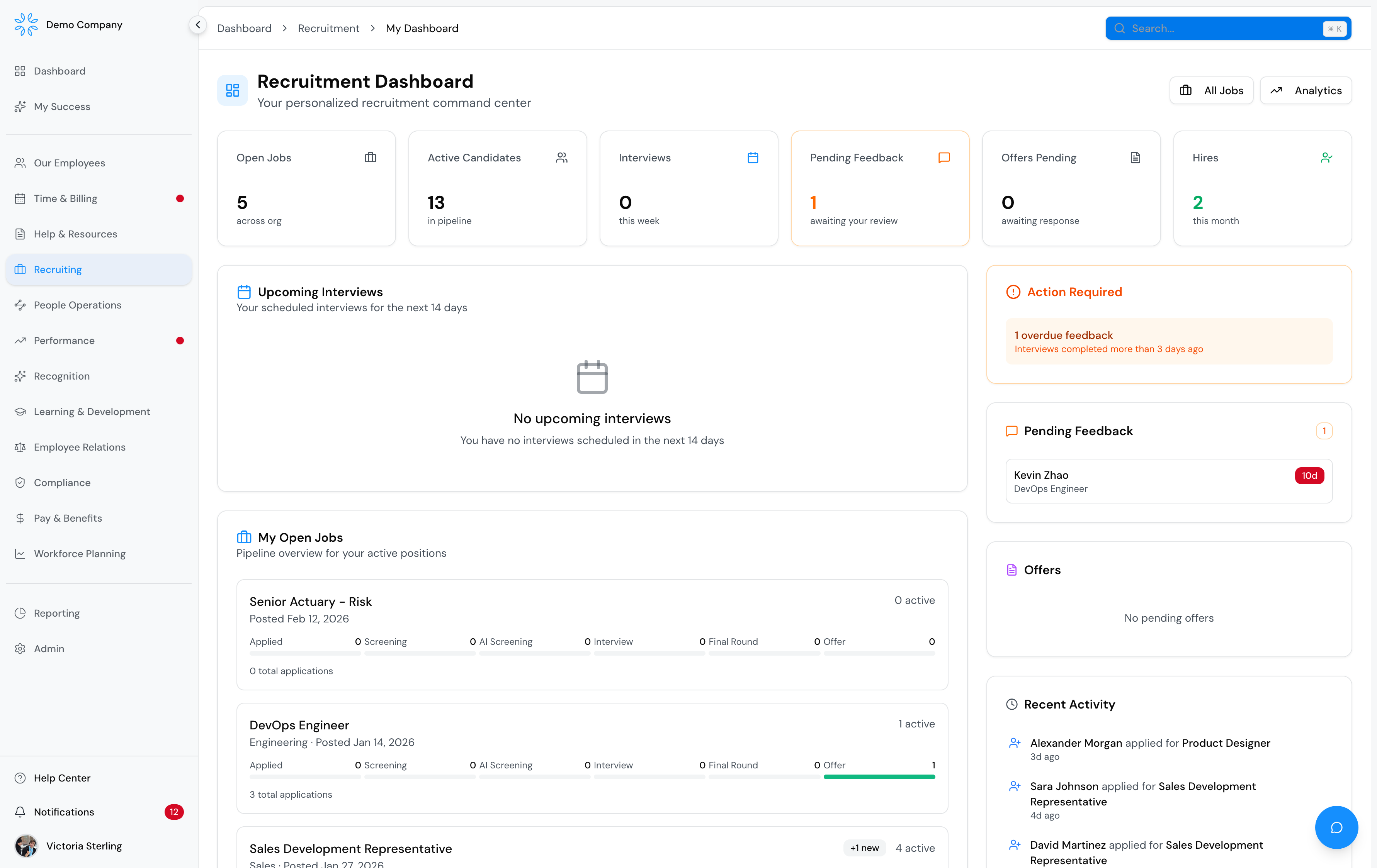 October People recruitment dashboard
